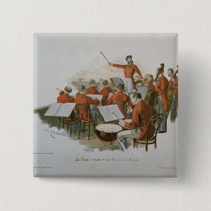 Het Johann Strauss Orchestra bij een gerechtshof Vierkante Button 5,1 Cm