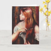 Het Jonge Meisje die van Renoir Haar Wenskaart van Kaart (Gele Bloem)