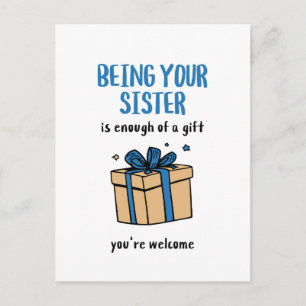 Het jouw zus zijn is al een cadeau genoeg briefkaart