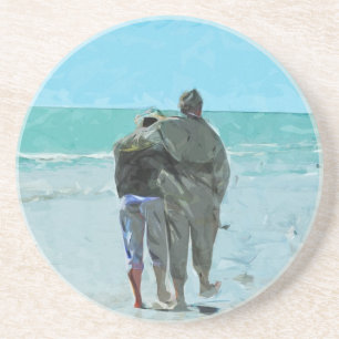 Het Jubileum loopt op de Abstracte Beach Zandsteen Onderzetter