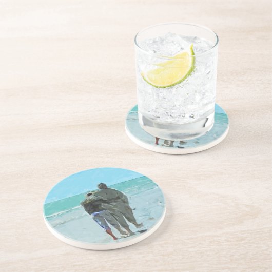 Het Jubileum loopt op de Abstracte Beach Zandsteen Onderzetter (Zijkant)