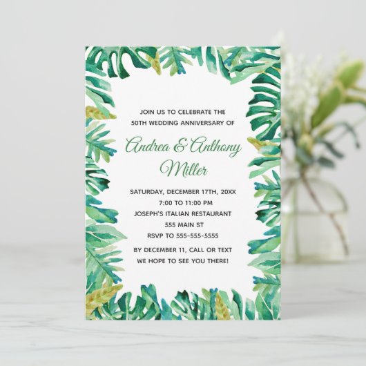 Het Jubileum van de bruiloft nodigt Botanische Tro Kaart (Staand voorkant)