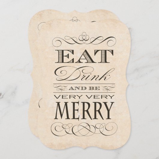 Het Jubileum van de weddenschap eet Drink en is Me Kaart (Voorkant / Achterkant)