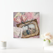 Het Jubileum van de weddenschap Roze Slot Uw Foto' Vierkante Klok (Huis)