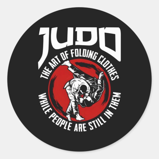 Het judo van het vouwen terwijl mensen hen nog ste ronde sticker (Voorkant)