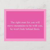 HET JUISTE MAN VOOR U VERPLAATST MOUNTAINEN OM WI BRIEFKAART (Voorkant)