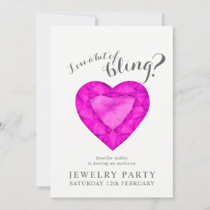 Het juwelenfeest nodigt roze sapphire love bling u kaart