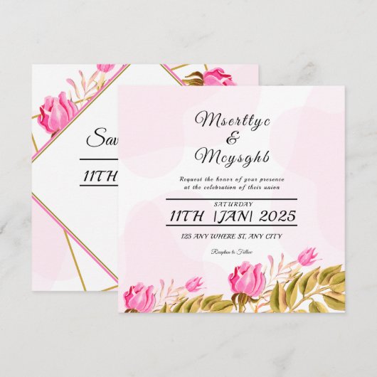 Het Kaart van de Uitnodiging van het huwelijk Ontw (Voorkant / Achterkant)