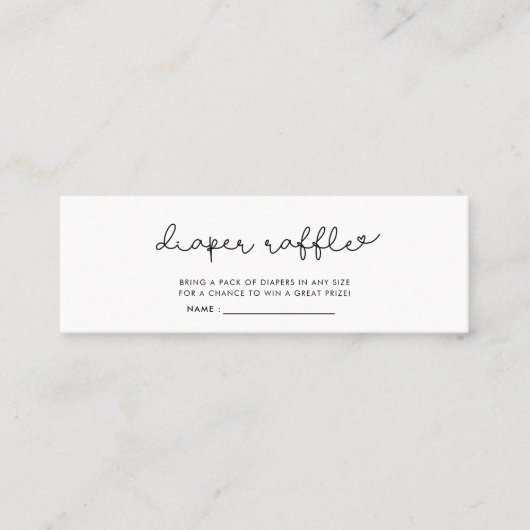 Het kaartje van het baby shower van het manuscript mini visitekaartje (Voorkant)