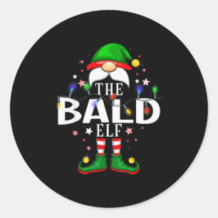 Het Kale Elf Kerst Familie Pyjama Feest Ronde Sticker