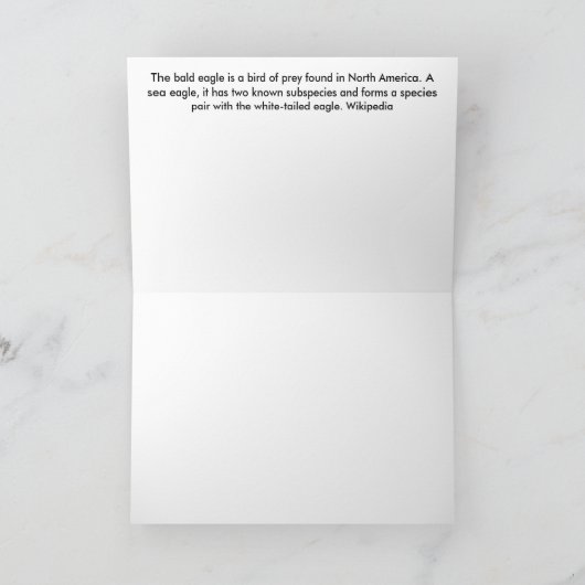 Het kale Wenskaart van Eagle Kaart (Binnen)