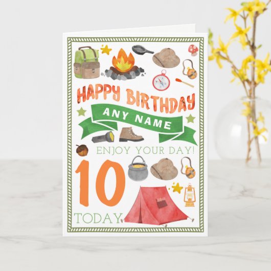 Het kamperen de Tent Gepersonaliseerde Kaart van (Gele Bloem)