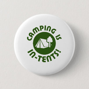 Het kamperen is in tenten ronde button 5,7 cm