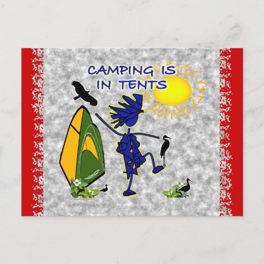 Het kamperen is (intens) in tenten briefkaart (Voorkant)