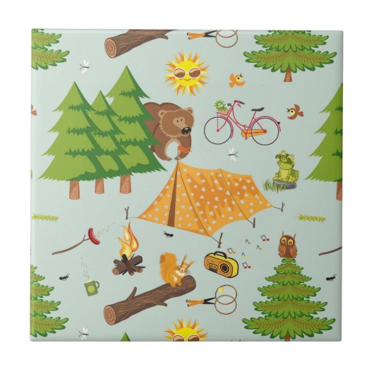 Het kamperen Patroon Tegeltje (Voorkant)