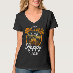 Het kampvuur is mijn gelukkige kampeerkamp t-shirt