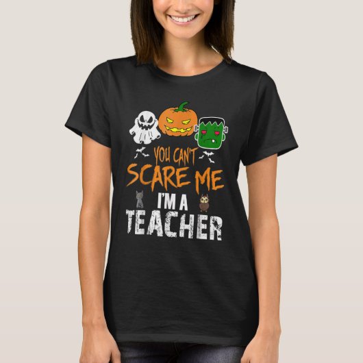 Het kan me niet schelen dat ik leraar Halloween Co T-shirt (Voorkant)