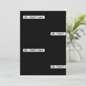 Het kan me niet schelen sarcastisch bericht geen z kaart (Staand voorkant)