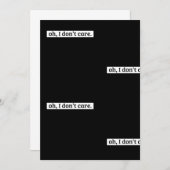 Het kan me niet schelen sarcastisch bericht geen z kaart (Voorkant / Achterkant)