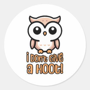 Het kan me niet schelen! Schattigee Uil Pun Cartoo Ronde Sticker