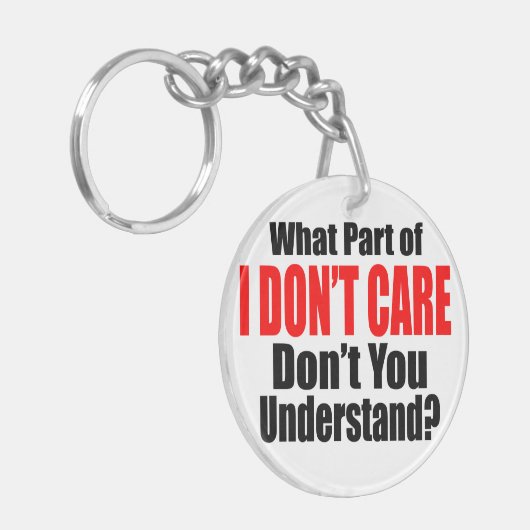 Het kan me niet schelen sleutelhanger (Voorkant Links)