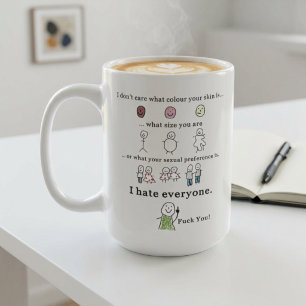 het kan me niet schelen welke kleur je huid is Fun Koffiemok