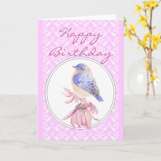 Het Kant van de verjaardag & Roze, het Heilige Kaart (Gele Bloem)