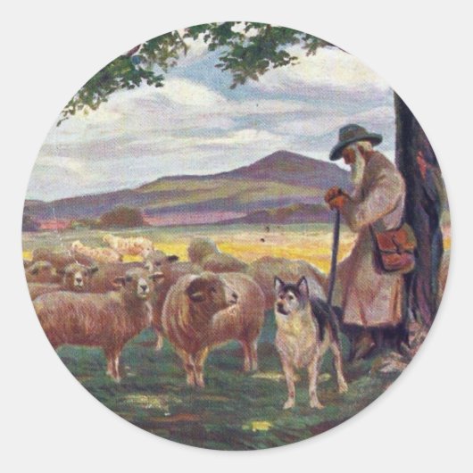 Het kantelen van de schapen ronde sticker (Voorkant)