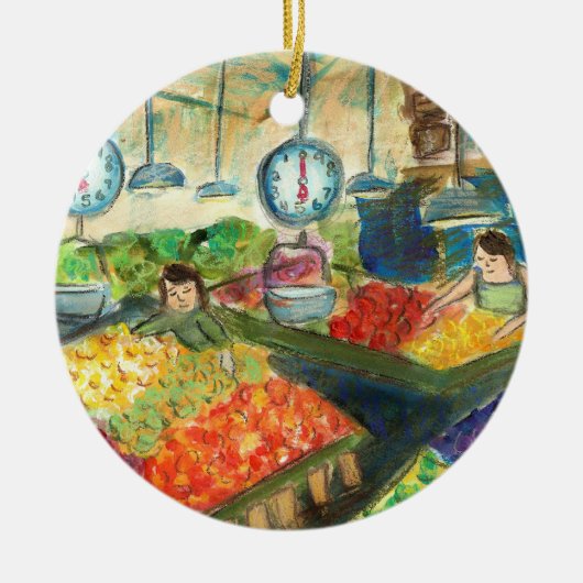 Het kantelen van de sierbloem (Pike Place Seattle) Keramisch Ornament (Voorkant)