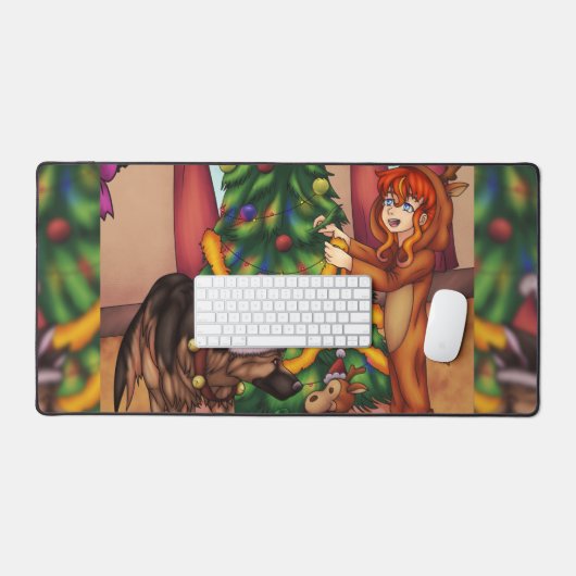 Het kappen van de kerstboom bureaumat (Keyboard & Muis)