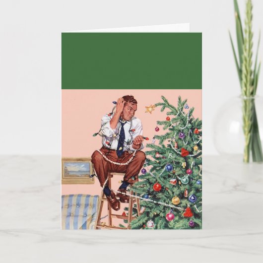 Het kappen van de kerstboom feestdagen kaart (Voorkant)