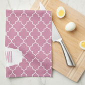 Het Kasjmier Roze Quatrefoil van het monogram Theedoek (Quarter Fold)