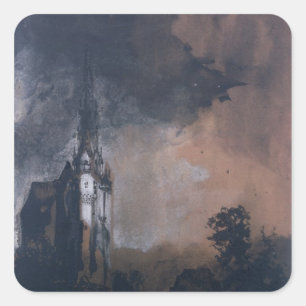 Het kasteel in de maan vierkante sticker