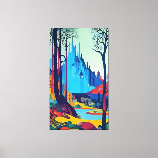 Het kasteel in het bos canvas afdruk (Voorkant)