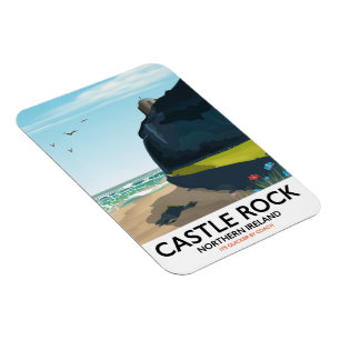 het kasteel rock noord - ierland reisposter . magneet