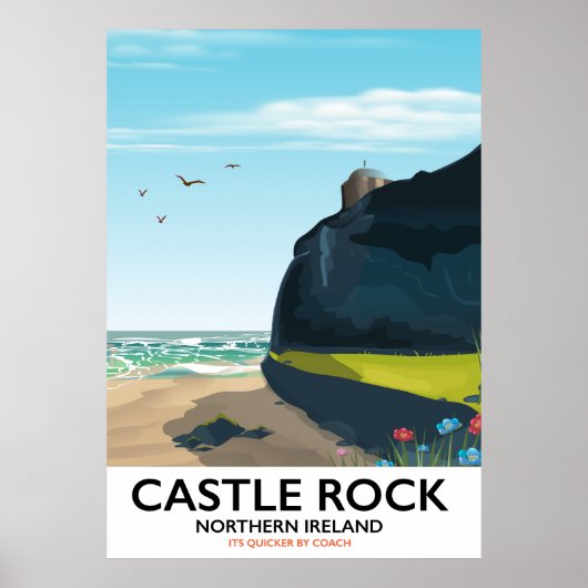 het kasteel rock noord - ierland reisposter . poster (Voorkant)