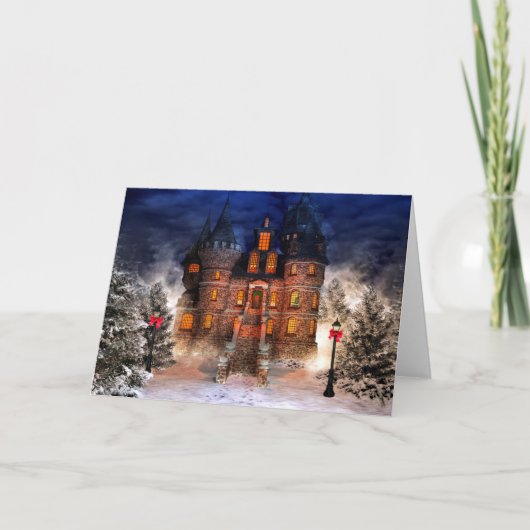 Het Kasteel van Kerstmis Feestdagen Kaart (Voorkant)