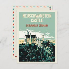 Het kasteel van Neuschwanstein in Schwangau, Duits Briefkaart