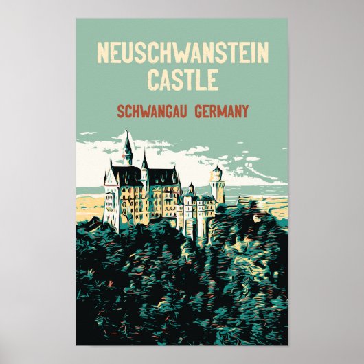 Het kasteel van Neuschwanstein in Schwangau, Duits Poster (Voorkant)