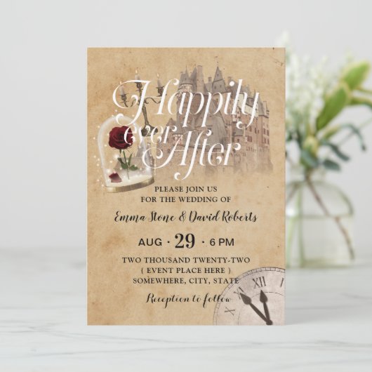 Het kasteel van  sprookje is gelukkig na het huwel kaart (Staand voorkant)