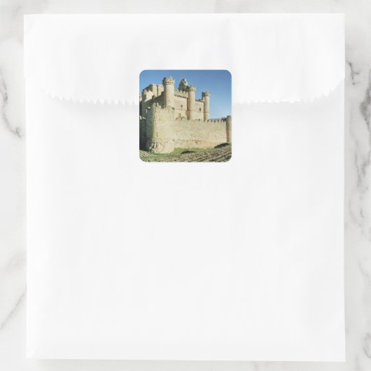 Het kasteel vierkante sticker (Tas)