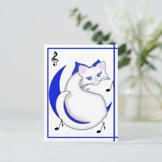 Het Kat Bianca Toon Zingt het Briefkaart van het O (Staand voorkant)