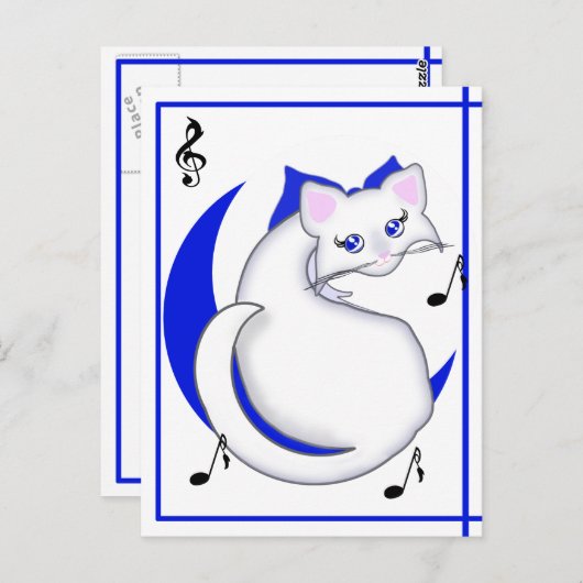 Het Kat Bianca Toon Zingt het Briefkaart van het O (Voorkant / Achterkant)