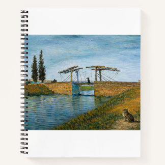 Het kat bij Langlois-brug spiraalnotitieboek Notitieboek