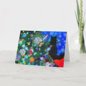 Het Kat die van Christms op Kerstman, kaart (Voorkant)