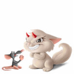 Het kat en het Begingende beeld van de Rat van maï Staand Fotobeeldje<br><div class="desc">De kat is aan het nadenken over wat te doen met de Rat (je ziet het kwaad in haar ogen en horens die uit haar hoofd groeien. Rat smeekt om vergeving (Vrouw tegenover Man)</div>