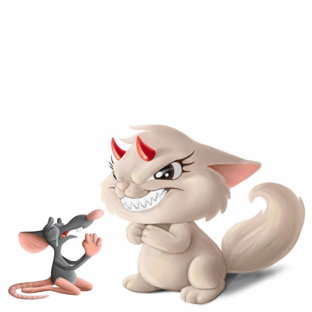 Het kat en het Begingende beeld van de Rat van maï Staand Fotobeeldje (Voorkant)