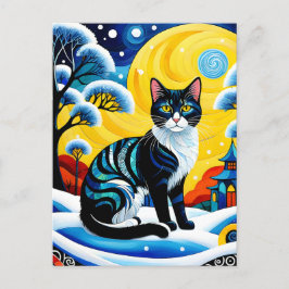 Het "Kat" schilderij is een koele en elegante wint Briefkaart