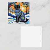 Het "Kat" schilderij is een koele en elegante wint Vierkante Visitekaartje (Voorkant / Achterkant)