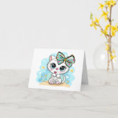 Het Kat van Cutie Kaart (Gele Bloem)